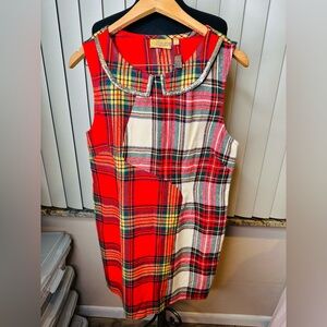 Princess Vera Wang red/ivory plaid dress, sequin collar Size 13
